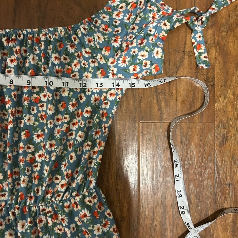 Off The Shoulder Floral Maxi Dress Side Slit Multicolored Cottage-core Coastal - Picture 5 of 10